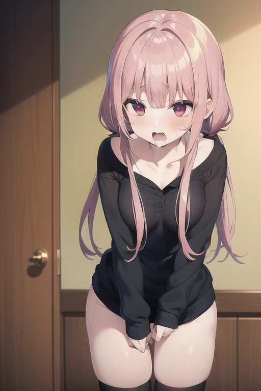 masutepiece, Best Quality,Illustration, Wallpaper, ultra -detail, Little Face Lori、(((molesting)))、barechested、Glitter Hair Color、Big sparkling eyes、ample breasts、((shame:1.7))、(Teary-eyed:1.5)、(((Nothing is worn)))、((Girl being touched by a man))、small cherry-colored nipples 、(Girly)