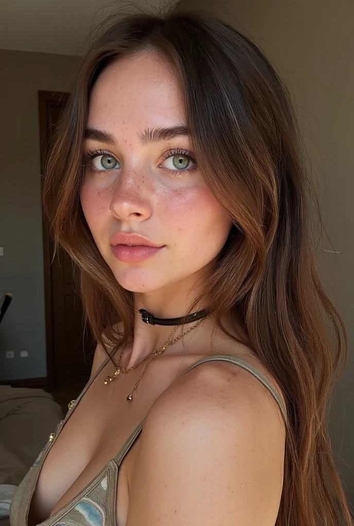 beautiful naked woman, slim, athletic pov, (titfuck, paizuri, dick between breasts, penis) looking at viewer, clothed at night, elegant, city, midnight auburn hair, ponytail(beautiful), (masterpiece:1. 2), perfect eyes, (auburn hair), (long hair), (pale skin), (freckles), (tanlines) blue eyes, nude, (detailed clothes), smirk, blue top, dramatic lighting, 8 k, hi res