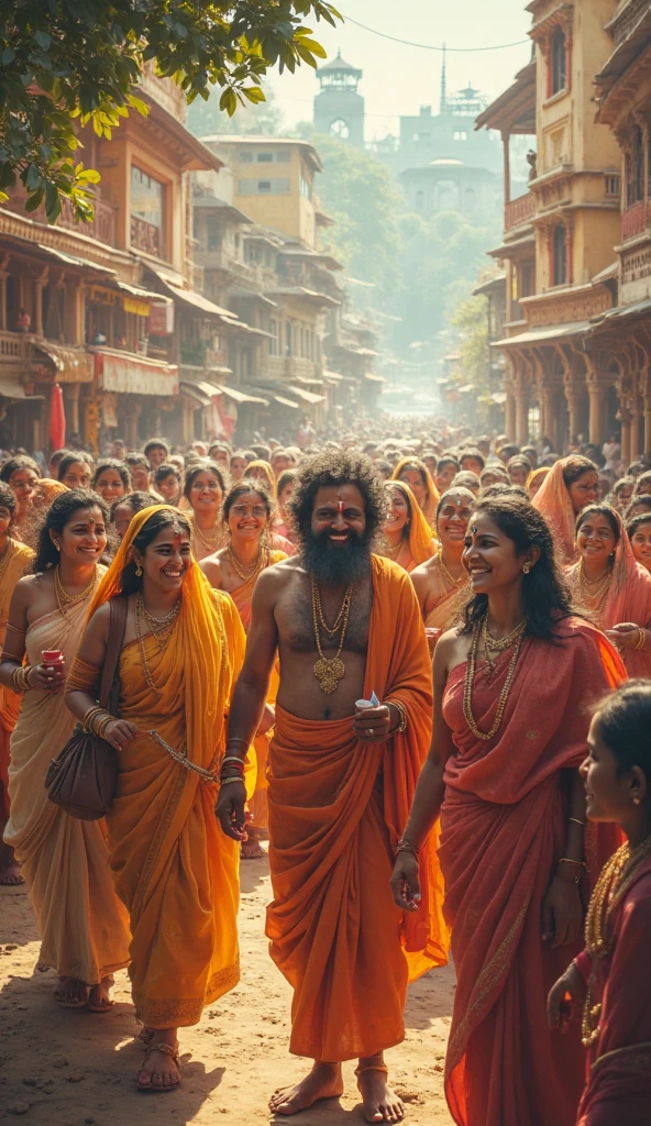 Group of woman talking to a hindu man