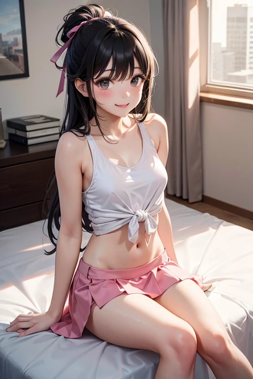 long purple hair and pink swimsuit,full body image anime girl, Anime Girl, Marin-chan(Anime Girl), anime moe art style, Anime style, Anime Best Girl, art by, Anime Girl, Cute anime manga style, Anime Art Style, cute anime girl idol singer, Blue sky,