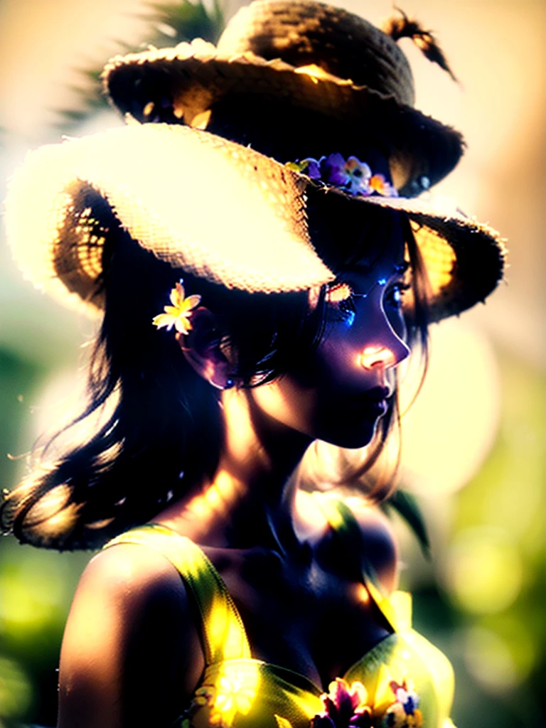 (extreme close up:1.5), (face focus:2),(Style of ???? ???:1.5),
((side face:2)),(1girl surrounded by soft_light:1.5), (backlighting:1.8), (lighting),(flowing fabric:1.3), ((Floral_summer_dress:1.5),(Straw_hat:1.3)),
(masterpiece), realistic, HDR, highly detailed, 8k, raw photo,
ambient occlusion, natural, harmonious composition, warm tones, fine art photography,