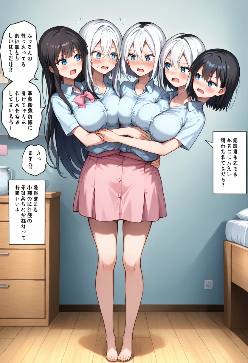 
multiple girls, ((limbless)), ((crying)), ((full body)), Anime style, ((Best Quality)), ((Masterpiece)), (Details: 1.4),Anatomical, Award-winning concept art, Beautiful, Fine detail, Full body painting, armless, legless, no limbs, without limbs, amputee, quadruple amputee, ((An immersive portrayal of a school classroom illuminated by majestic lighting)), (((a group of naked and limbless school girls ((dressed in school outfits)) being attacked by a slime))), running away, 6+girls, blonde hair, brown hair, black hair, red hair, white hair, pink hair, lying on the floor, closed eyes, half open eyes, ((papers on the floor))