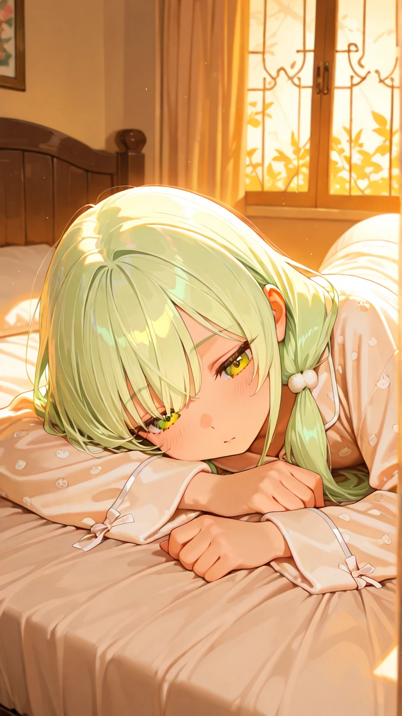Zundamon Light green hair Anime Style Sleep