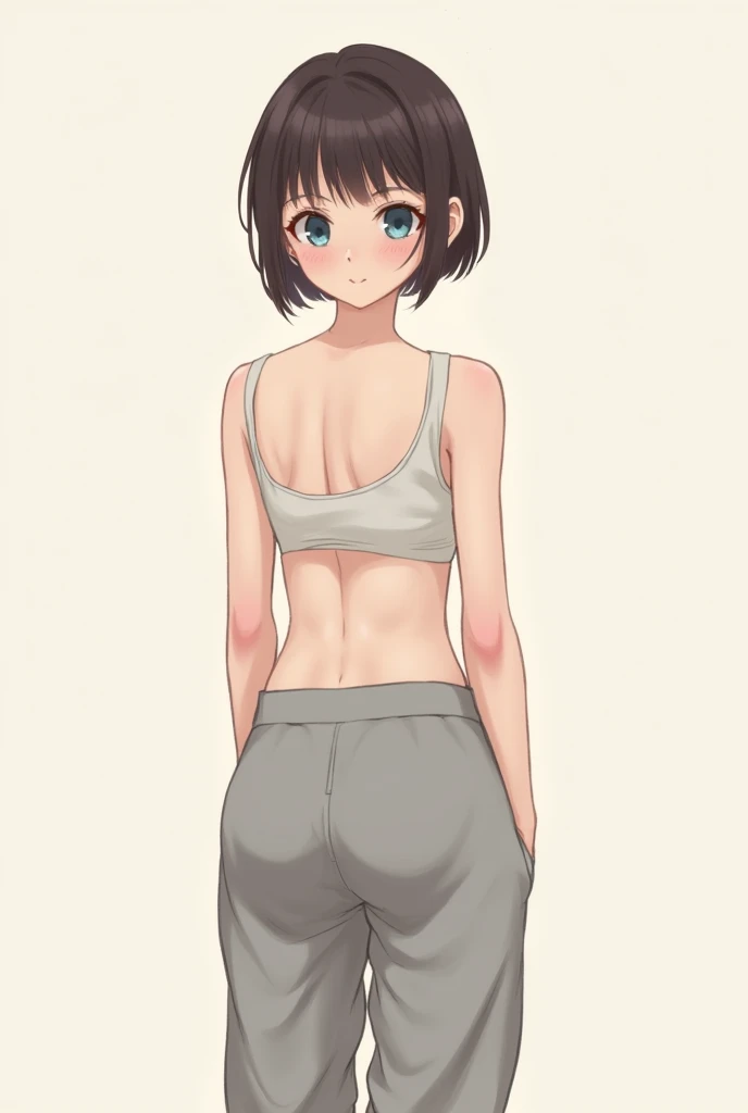 (((masterpiece, best quality, ultra highres, 1 girl, solo, no background))), super detailed skin and face and eyes and finger, beautiful japanese woman, small breasts:1.5, skinny, light brown hair, white background, very short pixie hair, Knee shot, Generate with illustrations, Various expressions, Various poses, Please draw the entire character within the frame, ensuring that the head, arms, and legs are not cut off. The background should be simple, with the character positioned centrally, outline, anime, 2d, boyish, smile showing teeth, (track bloomers:1.5), athletic sports bra, spread legs,