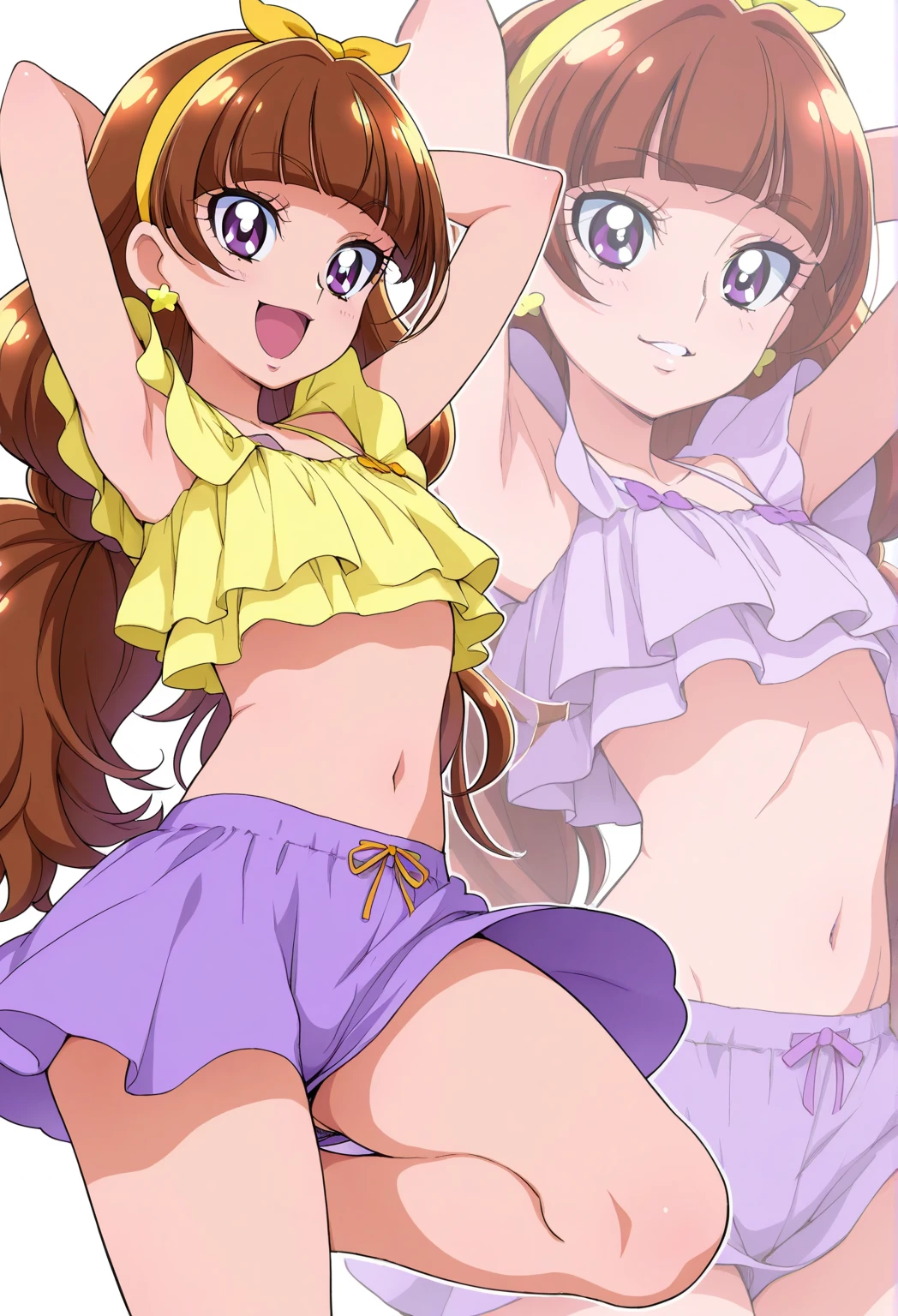 amanogawakist, 1girl, solo, purple hairband, star earrings,star (symbol), waving,  anime coloring,   1girl,masterpiece, expensive quality, very_expensive_solve, big_file size, full color,(completely nude:1.2),pussy,niplles,(vaginal sex:1.2),(Loli kid),