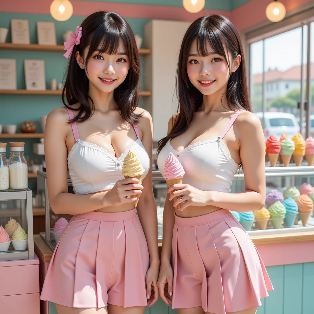 8K、RAW Photos、Highest quality、Super detailed、Super Resolution、Ultra HD、8K壁紙、Amazing details
((Full body photo))、Inside the Starbucks store、16 year old school girl in uniform、Eat cake、Drink coffee、(smile)((Emphasize cleavage))
((((A pink bra with a floral pattern is visible))))