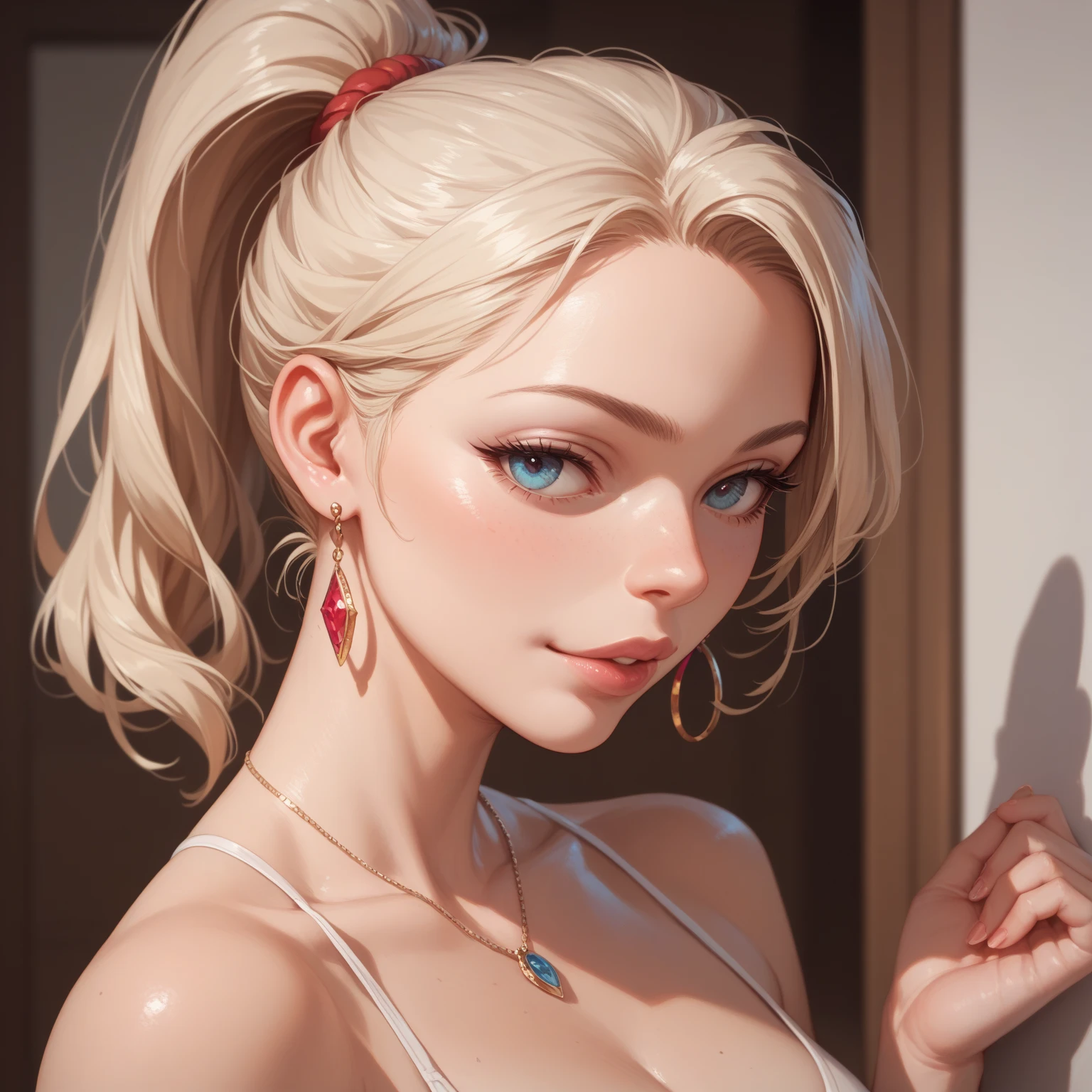 mulher, cabelos pretos, olhos azuis, branca, bunda grande, peitos enormes, pelada, corpo molhado, nude, ((melhor qualidade, qualidade extrema, obra-prima)), realista