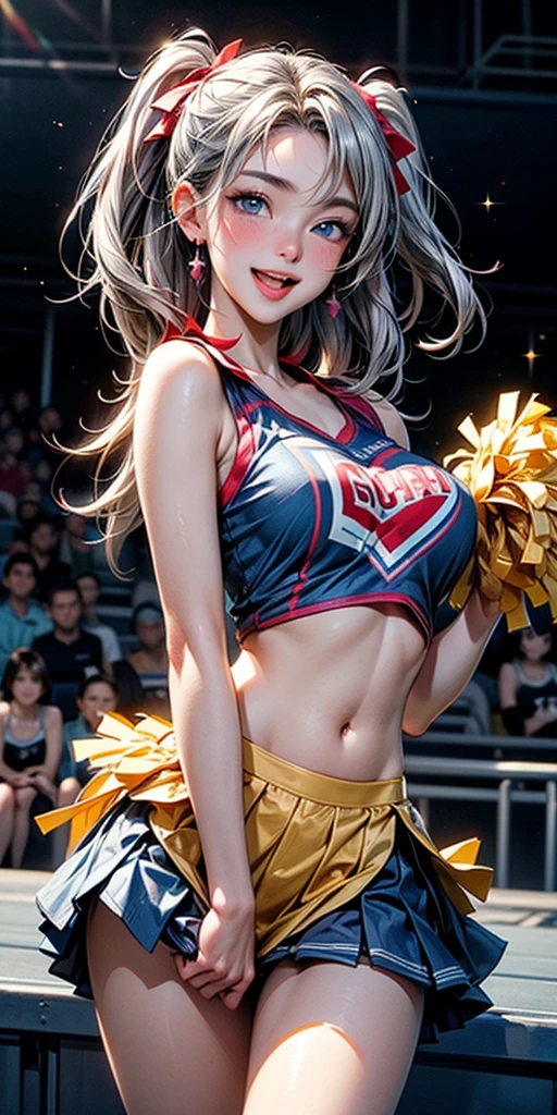 anime girl in uniform posing with cheerleaders at a football game, 8k)), extremely detailed artgerm, ecchi, trending on artstation pixiv, cheering, commission for high res, at pixiv, 4 k ], 4k], cushart kenz, cushart, marin kitagawa fanart, trending on cgstation, ecchi anime style