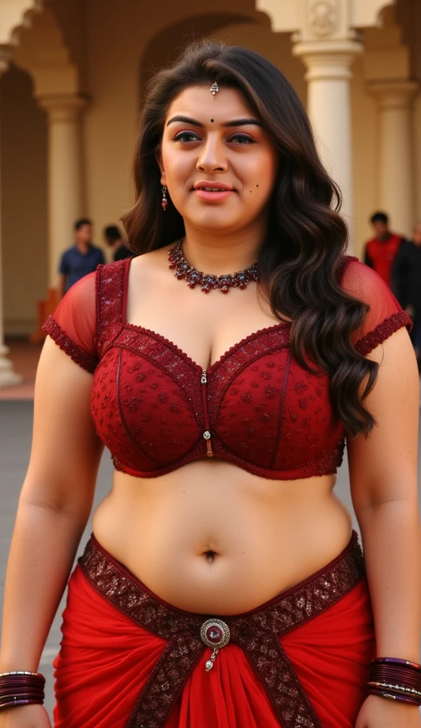 140kg extremely obese woman, large stomach, mini skirt, high heel, necklace, earring, bracelet