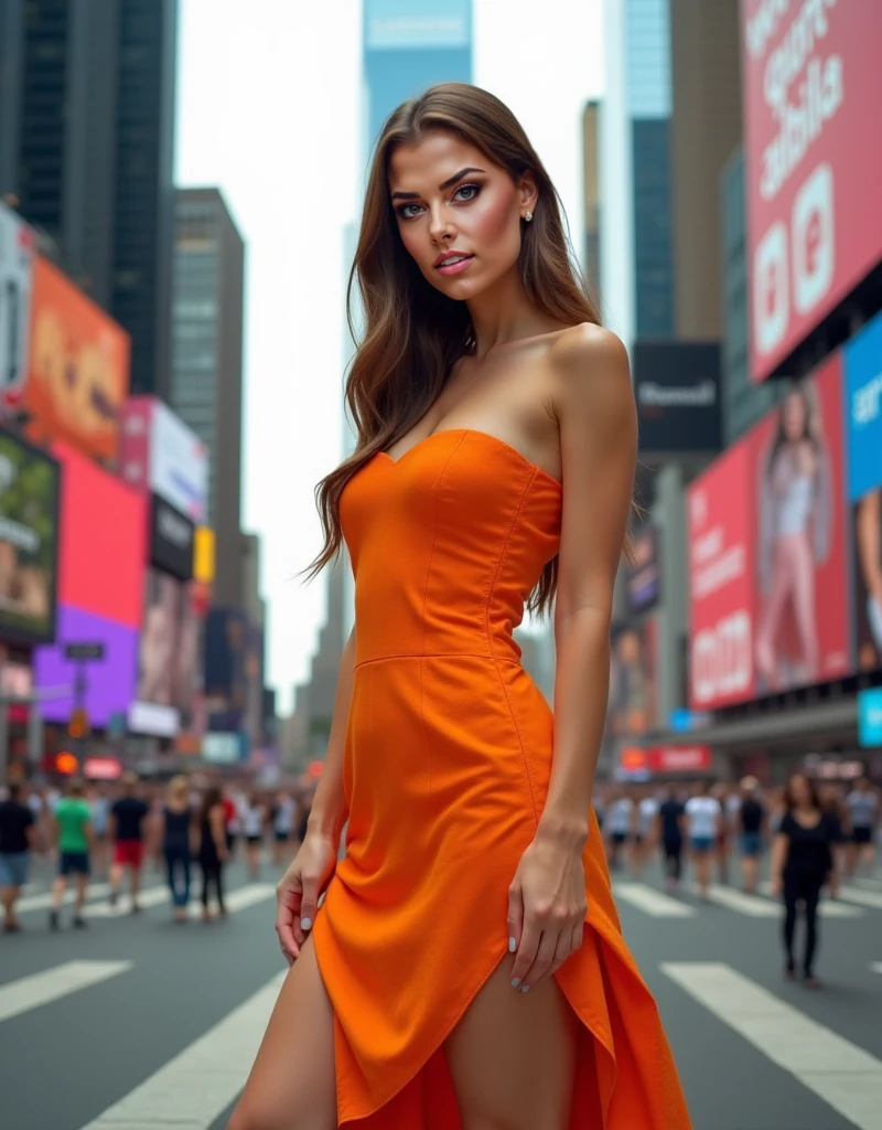 Beautiful tall woman with crimson hair and cerulean eyes super realistic and well detailed suit outfit, the excited smile, dating night