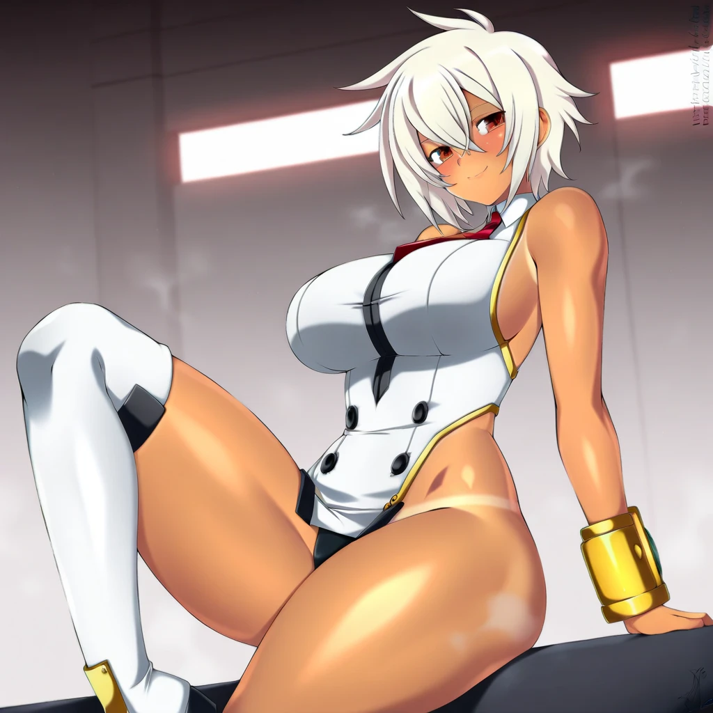 8k, Delicate image quality, best quality, (((Silver ponytail))),(((dark skin))),20 year old Beautiful girl, masterpiece, best quality, ultra detailed, blush, bedroom, ((pubic hair)),legs spread,(((Deep underground cave))),(((night))),,legs spread