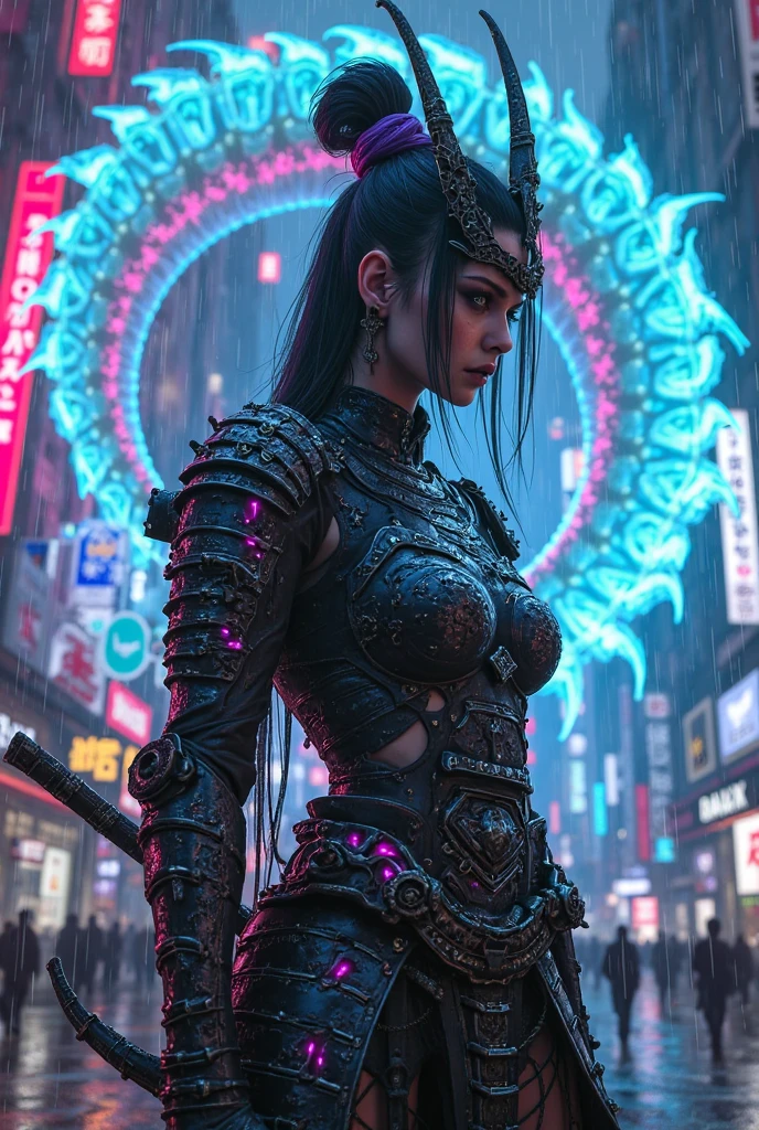  Goddess of Cybermont  , Digital compositing and CGI rendering 
 ,  Neon streets of a  futuristic  city  , Neon  lights and high tech projections reflecting each other  , Vibrant  blues, pinks, and greens against the colors of traditional Indian décor  , Mysterious  glamour meets techno-power , In the foreground is this beautiful Indian woman dressed in a fusion of traditional and futuristic attire with a hazy cyberpunk cityscape in the background  <lora:sdxl_cyberpunk:0.7> <lora:bunnyfishnet_SDXL_reg1_:0.2>   <lora:sdxl_photorealistic_slider_v1:1> <lora:add-detail-xl:0.4>  <lora:xl_more_art-full_v1:0.4>
and 
(Interlaced Detail:1.1), Science, Pure Background