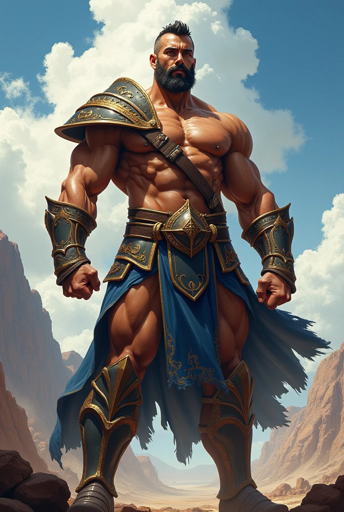 Ripped hero, shirtless upper body, legs revealed from thighs to feet, cascading long curls, intricate muscular details, photorealistic artwork, 4K resolution. Background: Mystic ancient ruins with glowing symbols,32k uhd, best quality, masterpiece, super detail, high details