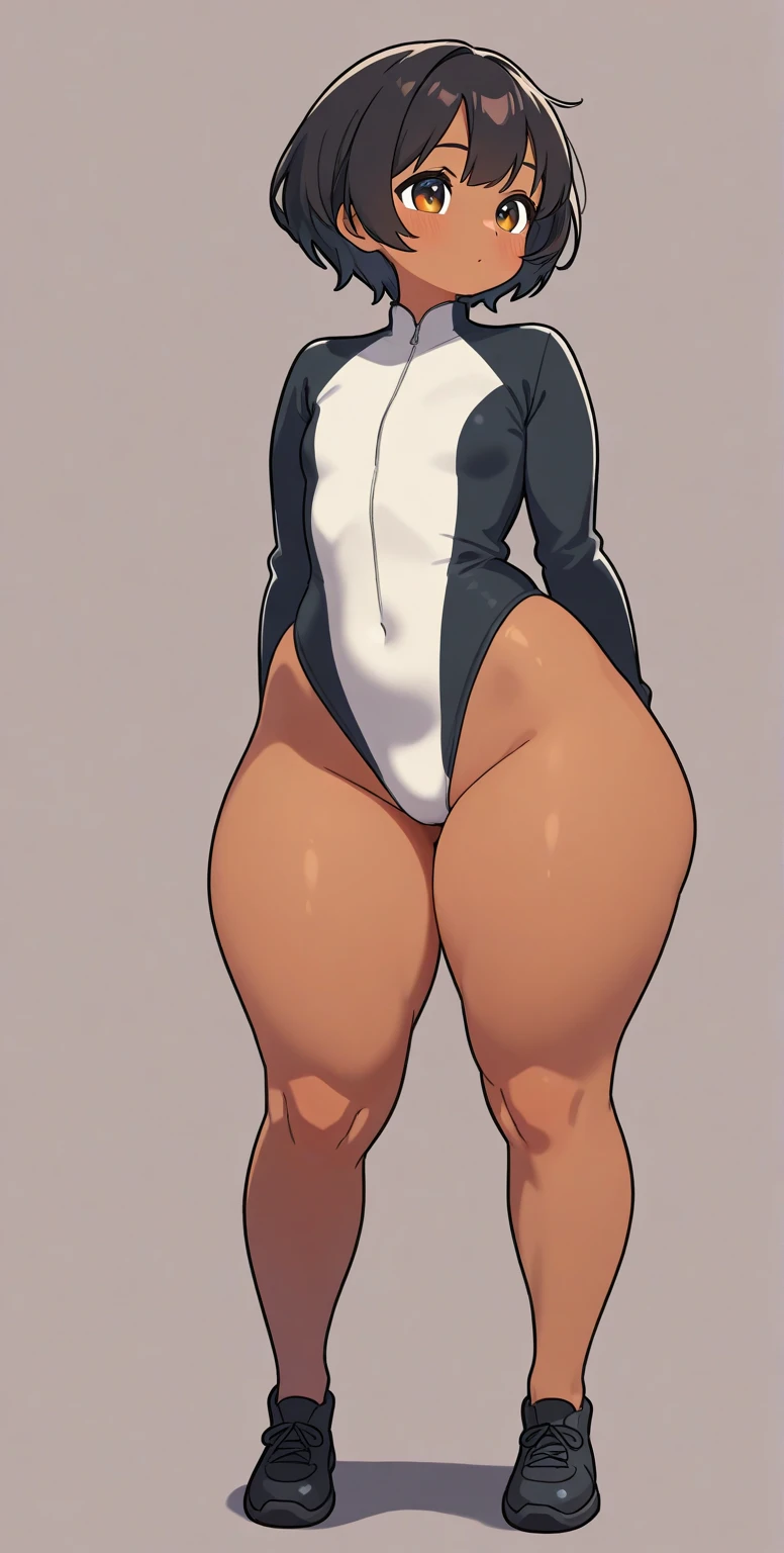score_9, score_8_up, score_7_up, score_6_up, score_5_up, score_4_up, (solo), female anthro hyena,  black shirt, yoga tight shorts, lusty, fluffy body, long blond hair, turquoise eyes, (thick thighs:1.5)((( offering the breasts))) sex partial clothes, (((cleavage))) semi-butonned uniform niform, (barely_visible_booba) (she is standing) , giant breasts, ((low angle view))