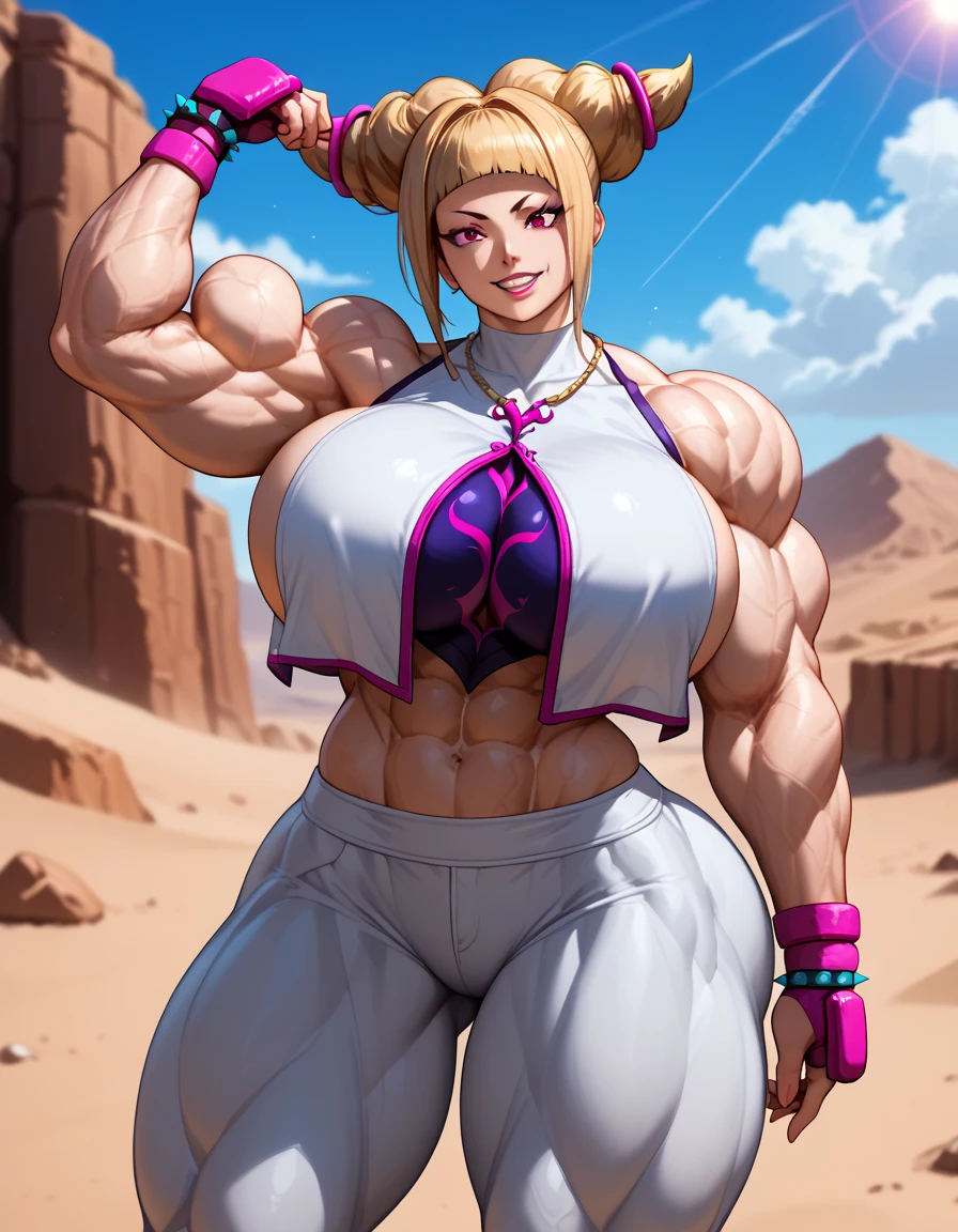 blonde, thiccwithaq style, thicc, massive chest, massive rear, wearing only string bikini, leopard print string bikini, cammy street fighter VI, beach, thicc but muscular, enormous chests, k-cup breasts