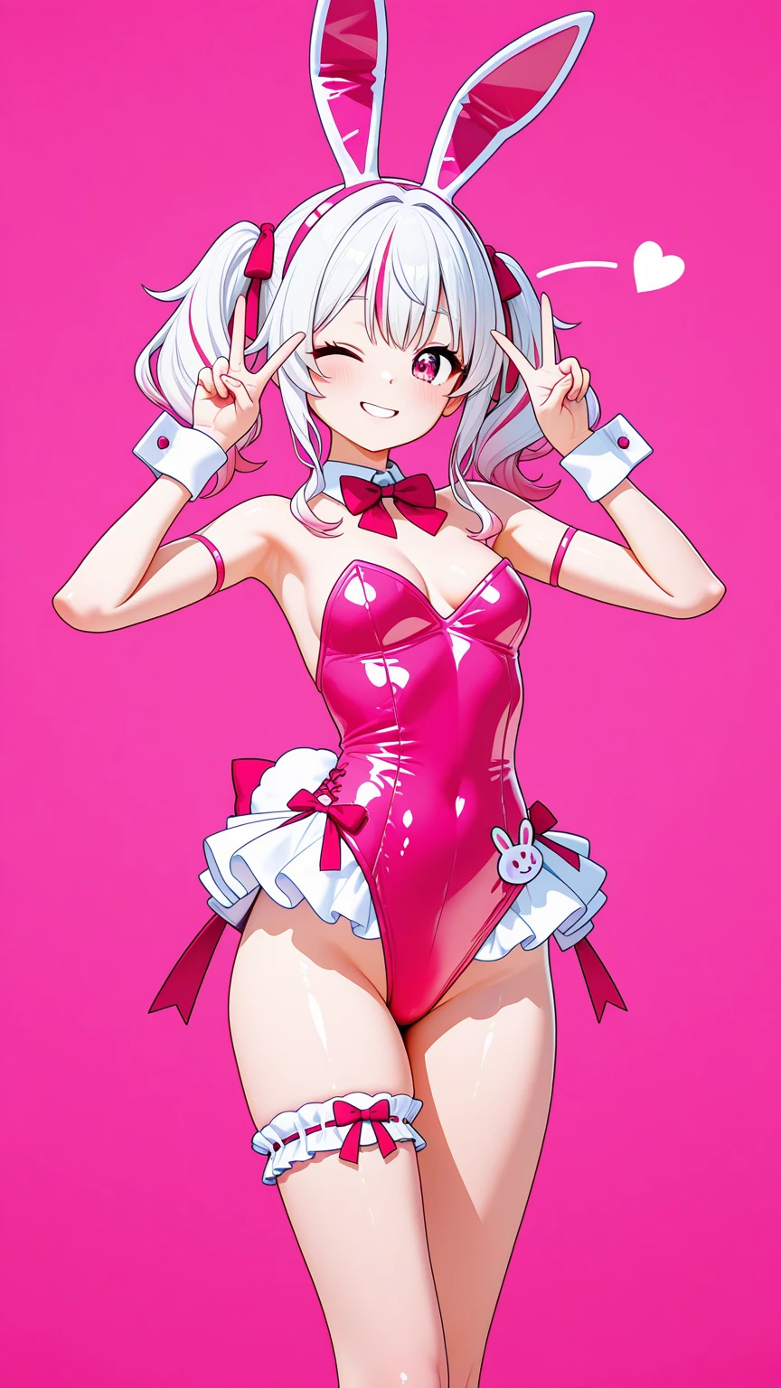 Body position: Standing, straight, symmetrical, barefoot, Lustful smile on face with red blush, 