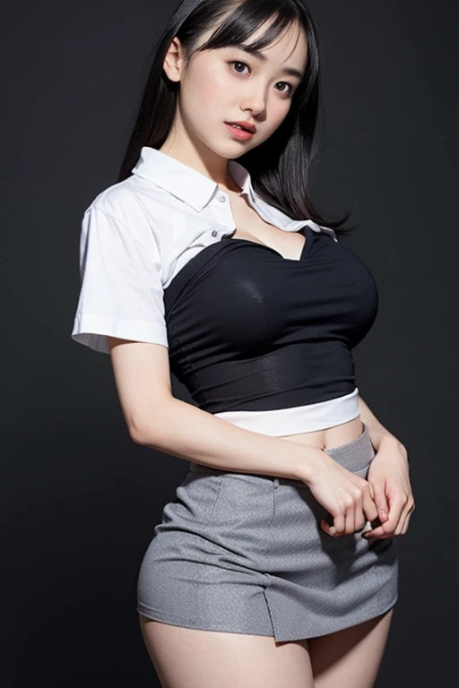 (highest image quality:1.35), high quality, Realistic photo, (A beautiful woman:1.33), beautiful expression, (delicate eyes:1.3), (delicate face:1.3 ), Smile, (slick hair:1.2), Super detailed , high resolution, athletic figure, (big breasts:1.25), (long hair:1.2), (beautiful woman), ( Cute navel:1.2), (Depth of field f/1.8:1.45 ), sharp focus, original photo , (Thin white shirt:1.45), (Thin black pants:1.4), (Thin tight bloack pants: 1.4 ), (Thick thighs:1.5), (Forward:1.25), (cowboy photo: 1.4), (Sports, black background :1.4 ), (black background:1.5 ),