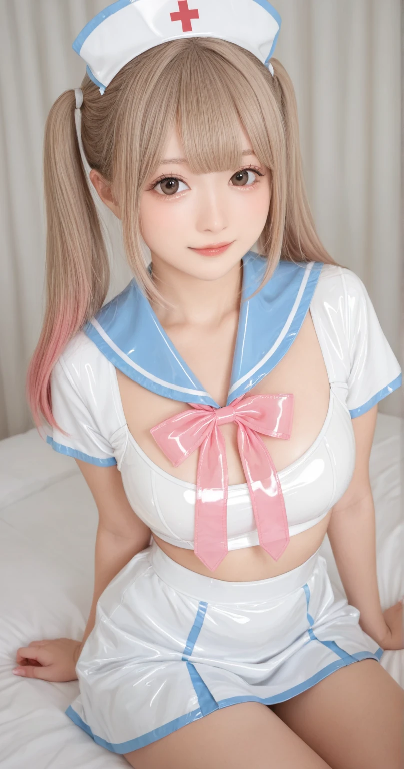 anime girl sitting on a bench with her legs crossed, cute anime girl, seductive anime girl, anime barbie in white stockings, anime girl, pretty anime girl, beautiful anime girl, attractive anime girl, young anime girl, the anime girl is crouching, beautiful anime girl squatting, splash art anime loli, (anime girl), an anime girl, small curvy loli, masterpiece, superdeformed, (((full body:1.3))), ultra high res, RAW photo, masterpiece, ultra detailed, 8k, full detailed hair, highres, best quality, ultra high res, ultra detailed face and eyes, (((photorealistic:1.4))), looking at viewer, (((smiling:1.2))), cute, (((large breast:1.7))), (((ray tracing:1.4))), ((((long legs:1.4)))), Best quality , masterpiece, large hip, Fully facial detailed, beautiful, ((very detailed of hair )) , (((16 years old:1.2))), thin lips, big eyes, highres, seducing, blue eyes , slim waist, 8k:1.2, 16k:1.2, highres, karol bak uhd, inspired by hajime sorayama, sensual gravure idol, buxom chested, panasonic lumix s pro 70mm