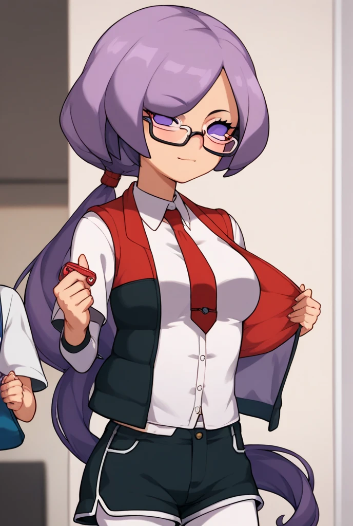 (SFW), (masterpiece:1.2), Highest quality, masterpiece, High resolution, original, Highly detailed wallpaper, (Very detailed), (Best illustrations), (Best Shadow), expensive,(Huge breasts:1.5),Very taut chest, (Long sleeve red tracksuit:1.4), One Girl, Show Viewer, (Proud face:1.3), (Silver Hair) ,fairy hair,(Short Curly Hair:1.5),blue eyes,arm,assemble,Mature Woman,Big eyes,classroom,Big Hips,(Silvery white eyelashes:1.2),(Thin silver eyebrows:1.4),beauty,Lady