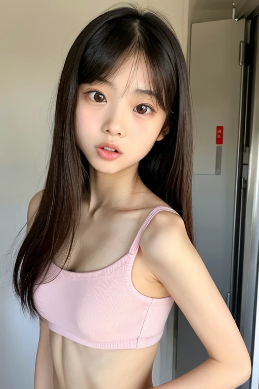 best quality, high resolution, 14 year old girl,Loose chest,Lying on the bed,