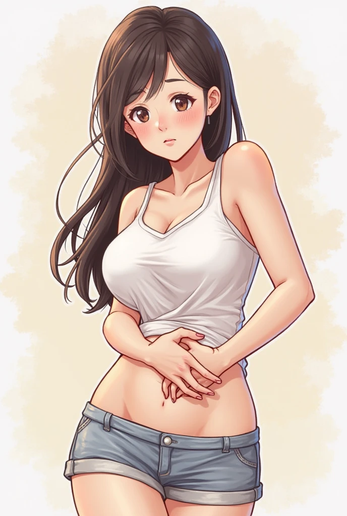 One Man,penis,Slender and sexy woman,Cum in mouth,deep throat ,Black knee socks,Jeans Shorts,Penis in mouth,Penis in the back of my throat,ponytail