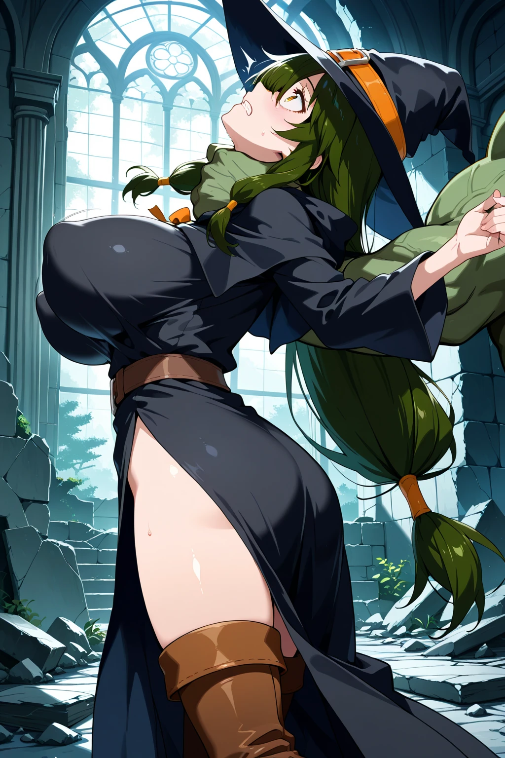 nsfw, best quality, official art, masterpiece, textile shading, HDR, gangbang, A female paladin, (in the forest), Wearing armor, metal armor, night, detailed aspects, Ultra-mini skirt 25cm above the knee, Surrounded by Goblins, Mr..々weapons, dirty,puffy nipple:1.5, large breasts, bikini tan:1.5, arms behind back:1.5, very long hair, brown hair, ponytail, restrained, pussy juice, hentai, rape face, intercourse with a goblin:1.35, vaginal penis:1.4, intercourse with a goblin:1.5, {{{girl on top:1.5}}}, barrette, {{rape:1.5}}