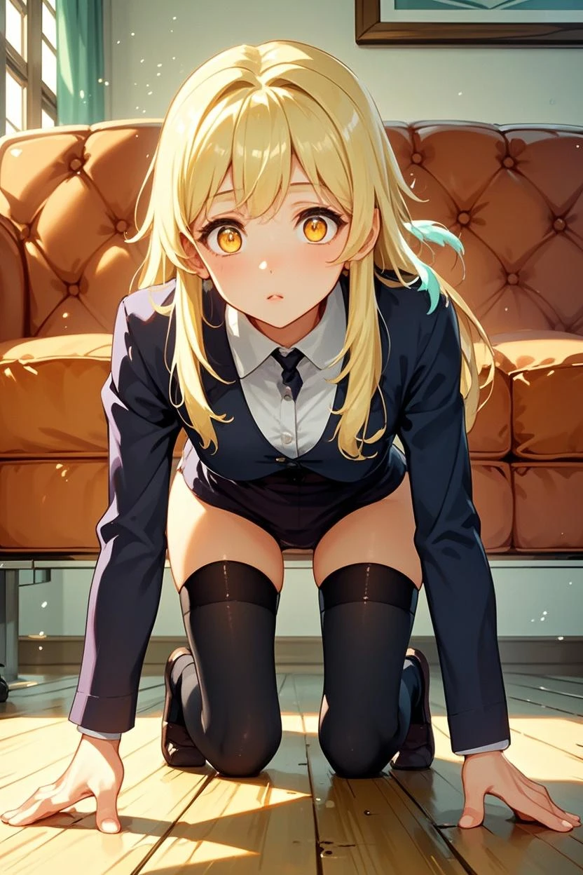 Best image quality, classroom, Glare, ""White underwear"", sit, Spread your legs, Rainfall, Blonde, ""woman"",