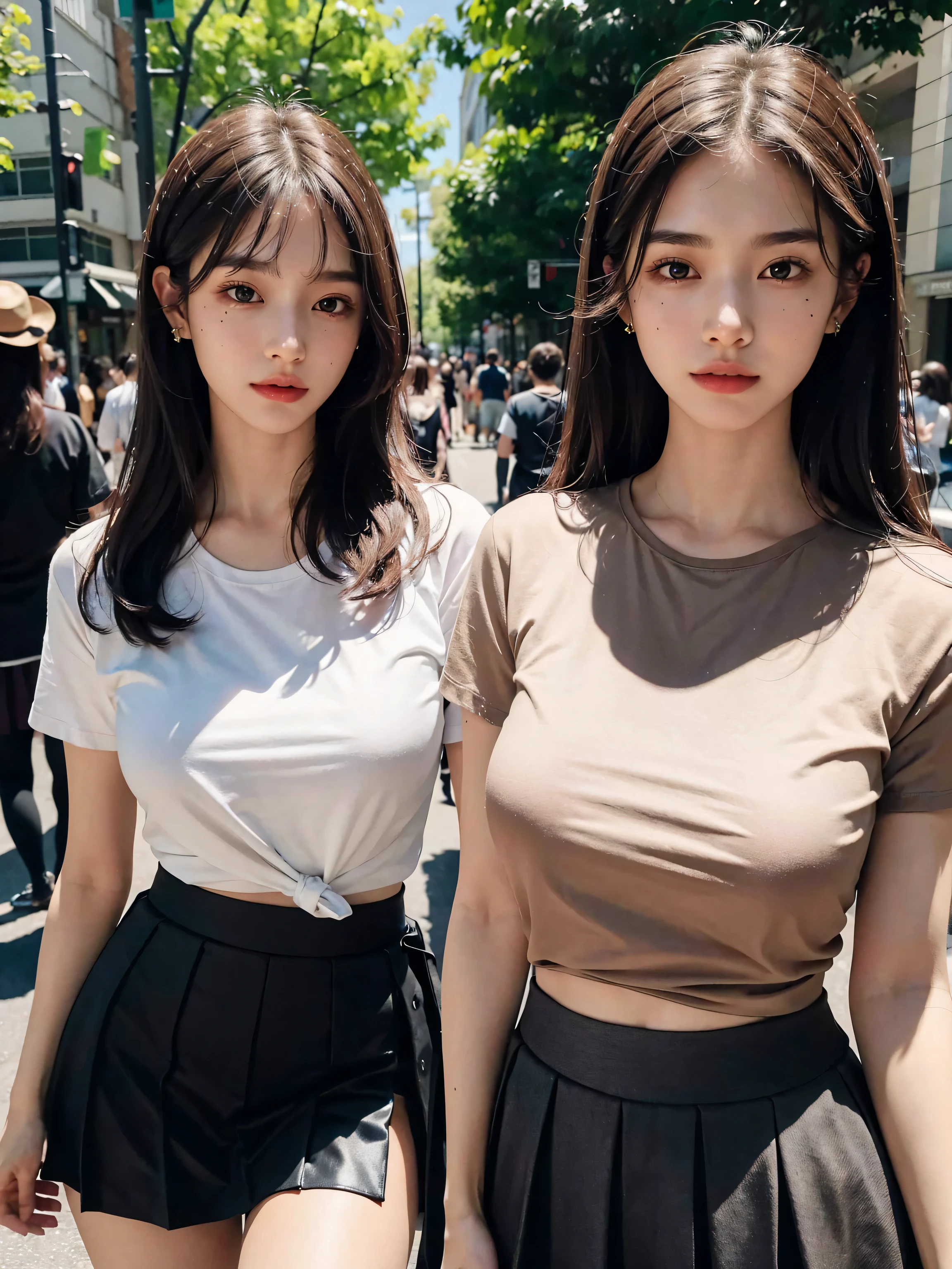 araffed asian woman in a pink shirt and brown skirt, korean girl, beautiful asian girl, asian girl, gorgeous young korean woman, beautiful south korean woman, beautiful young korean woman, anime girl in real life, young asian girl, oppai, with a large breasts, sakimichan hdri, really large bust, korean woman, wearing a cute top