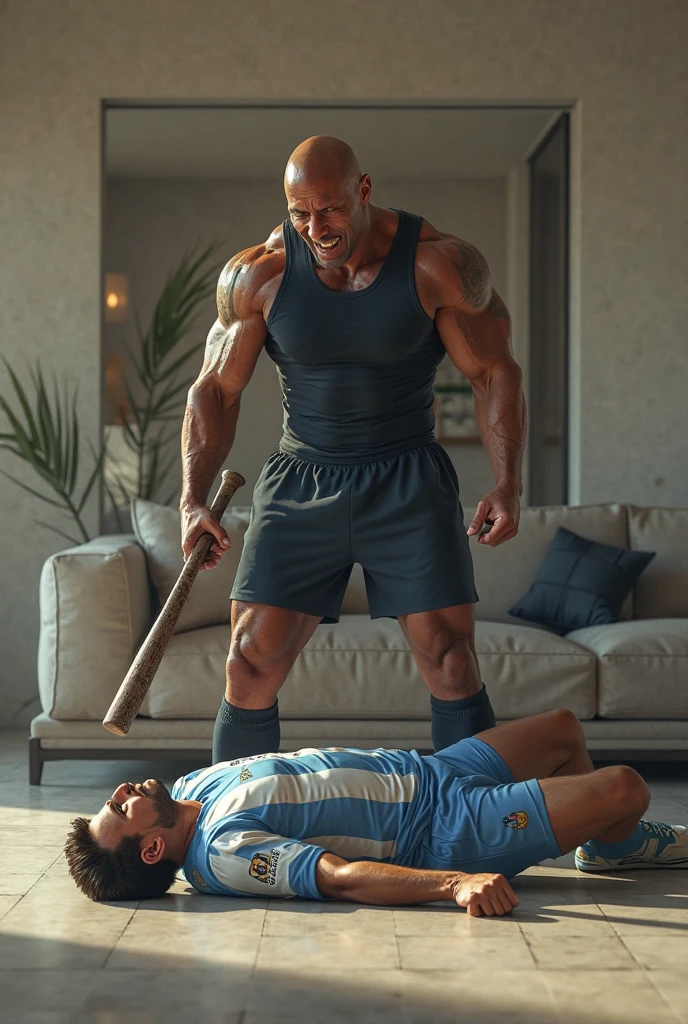 ((2 men))  muscular handsome shirtless men, one bald man laughing his hands behind his head tied , one brunette man is (sitting on top) of bald man and tickling his abs with both hands , stomach grab ,tickle torture, tickle fight 
