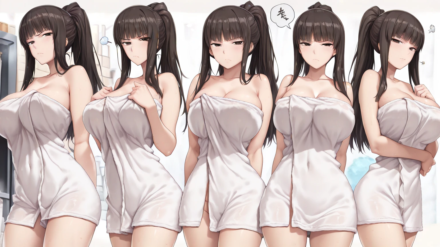 ((full body)),(masterpiece, best quality), (3 girls1.5) , (galaxy print:1.3), BREAK masterpiece black hair, ((long hair:1.2)), ((parted bangs:1.3)), black eyes, good hand, ((large breasts)), (over 20 years old, under 25 years old:1.2), , spotlight, happy, smile, BREAK in the class room, nipples are fully exposed, large butt, anime, the girl is blushing, mouth is open in delight, saliva is dripping out of the mouth ,genitalia is fully exposed, large thighs, mostly naked, girls ass is facing the camera, breasts are high quality,