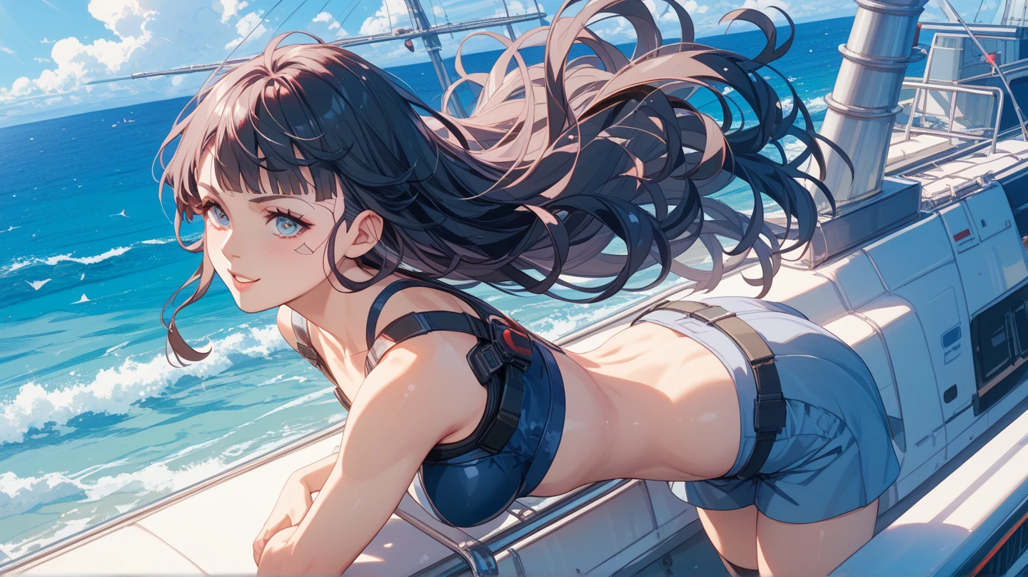 a masterpiece of,(perfect anatomia:1.4), best qualtiy, high_resolution, Fine details, highly detailed and beautiful, Distinct_image, (solo women), ,(huge-breasted), thighhigh,Long black hair,Anime girl in short skirt and jacket with jacket on shoulder, Fine details. girls' frontline, girls frontline style, from girls frontline, girls frontline cg, anime full body illustration, Realistic Schoolgirl, marin kitagawa fanart, girls frontline universe, girls' frontline, a hyperrealistic schoolgirl, full-body xianxia