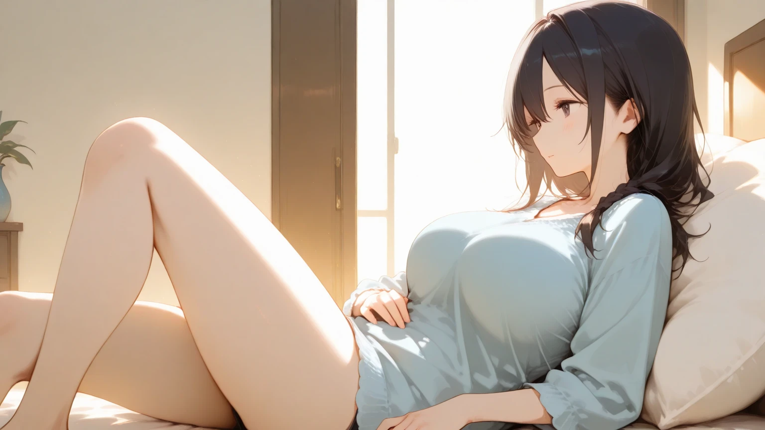 make realistic、Beautiful foot zoom,The girls,Sit on the couch,smile on face,Cleavage emphasis,Foot sole emphasis,A sexy