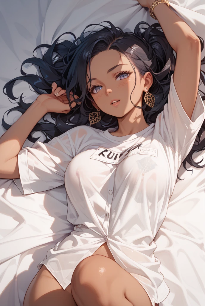 masterpiece, best quality, 1 solo girl, dark blue hair, blue eyes, long hair, medium breasts, sexy body and face, wavy hair, smile, sleeveless sweater, scarf, black thigh-high, mini skirt, pendant, bracelet, jewelry, earrings, feather hair ornament, book, lying at the bed, night, sexy pose, cowboy shots, detailed body, face, and eyes, sharp focus, vibrant, creative, dynamic, high definition, high resolution, 8k, (Upscale: R-ESRGAN 4x+ Anime6mage enchance:4x), voluptuous body, cinema lightning, dakimakura style, looking at the viewer, hairband