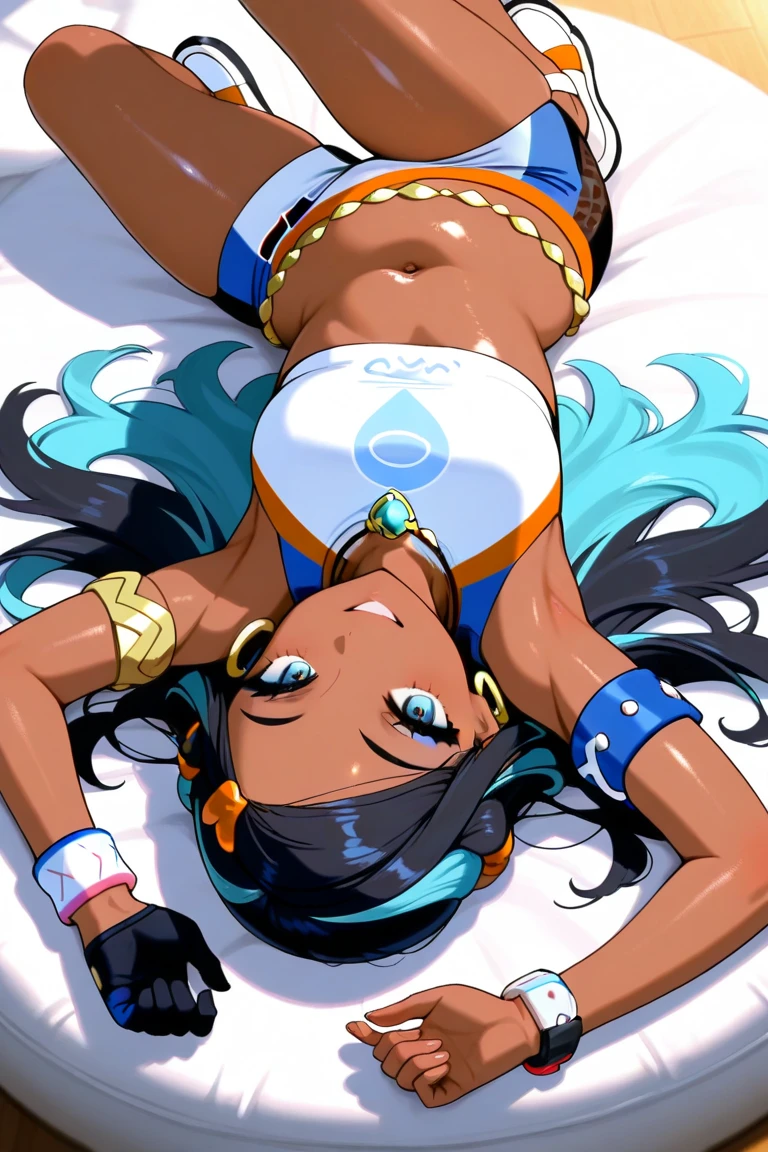 nessa from pokemon, red bikini, lying in beach, doggystyle sex, serious face, moan
