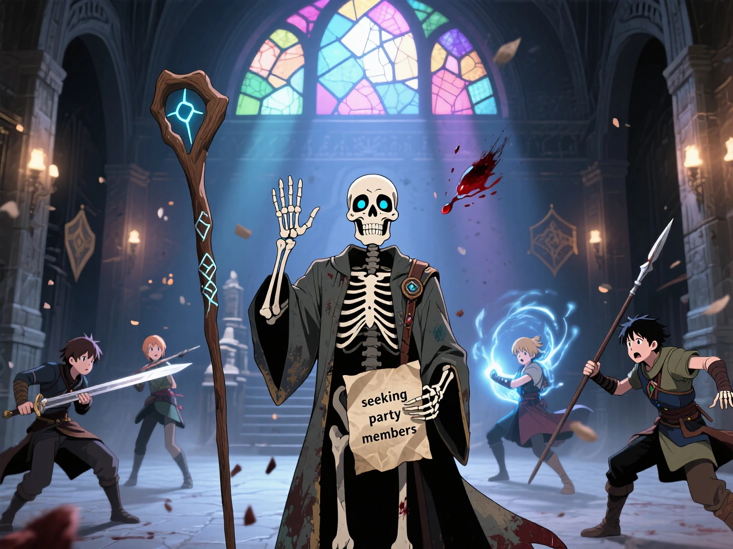 (masterpiece), (best quality:1.2), absurdres, [:intricate details:0.2], (1man, male), (a medium shot photo of a fearful necromancer, lich, undead, dungeon, dark flame magic),