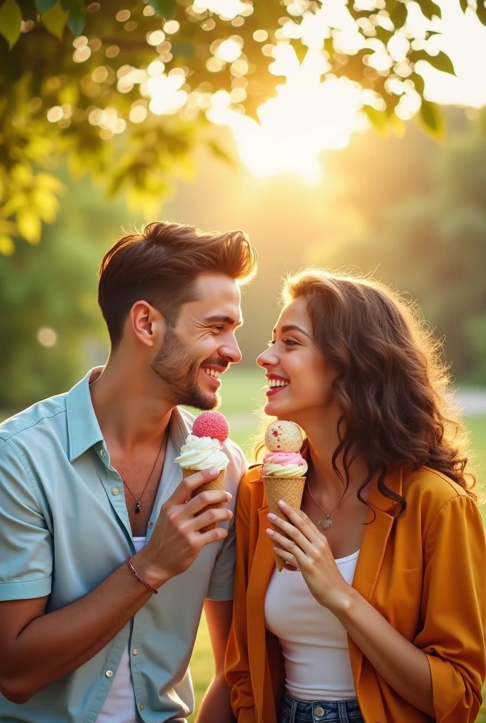 Man and woman carrying a blue tray with desserts