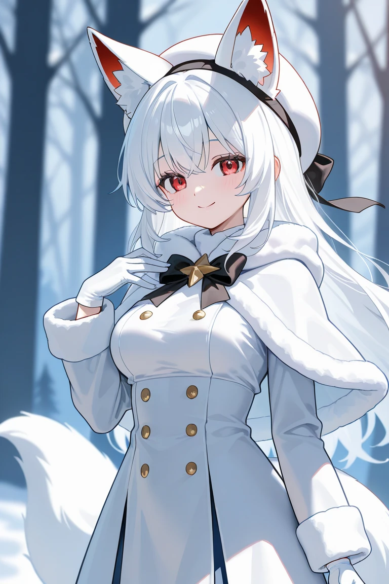 fox Girl, fox'Tail,A girl、 Open chest kimono,Long hair、Gentle、((((Maid Dress Up))))、external、grassland