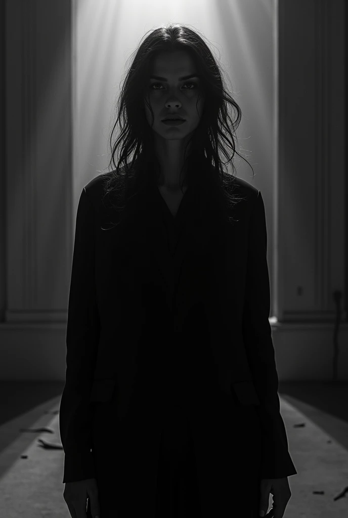 (Best quality,4K,8K,A high resolution,Masterpiece:1.2),Ultra-detailed,(Realistic,Photorealistic,photo-realistic:1.37),rhythm,illustration,Film noir poster,Very detailed notes,shadows and light,expressive brush strokes,spooky ambiance,Contrast,Rich colors,ominous lighting, Intriguing characters,curves,heavily stylized,Black and white,gritty texture,mysterious background,Unexpected compositions,Dynamic movements,Subtle tension,exaggerated facial expression,Foreground and back-office interactions,Engaging storytelling,Unique perspective,Unexpected plot twists,Subtle clues,Engaging visual storytelling.