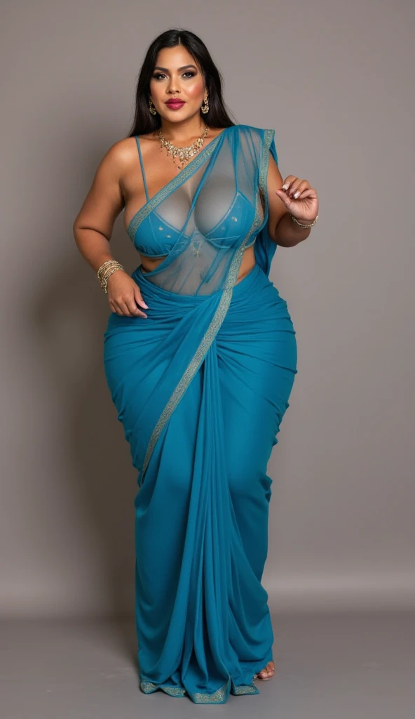 Realistic photo of interacial couple,a beautiful young white skin indian woman Full body nude and a muscular black full naked man with his big black cock, nude photoshoot in a studio, realistic photo, white background,((Indian white skin girl wearing jewellery, bindi, bangles, fully naked show big breasts and hairy pussy, she is very happy, she is trying hide her nudity through 90 %transparent dupatta,see through blue dupatta sexy boobs)). very realistic image, detailed image, High quality high detail,8k