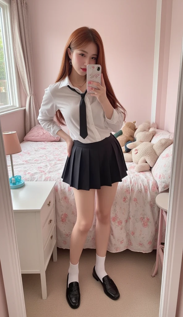 highest quality, masterpiece, High resolution, 1 girl, yuigahama yui, Pink Hair, Hair Bun, short hair, (smile), (blush), big, classroom, (whiteのシャツ:1.5), Neck ribbon, Short sleeve, Checked skirt, (big胸:1.5), whiteいThighs, (完全に露出したpanties:1.5), (panties丸見え:1.5), (Looking at the audience), (Wide pelvis), (とてもbig_Lower Body:1.5), (Very thick_Thighs:1.5), (white_Race_that'I'm stuck_panties:1.5), (Flip up the skirt:1.5), (スカート that rolls up:1.5), (Crotch close-up:1.5), (From below:1.5), (classroom), (Sitting in a chair), (spread your legs to the sides as much as possible:1.5)
