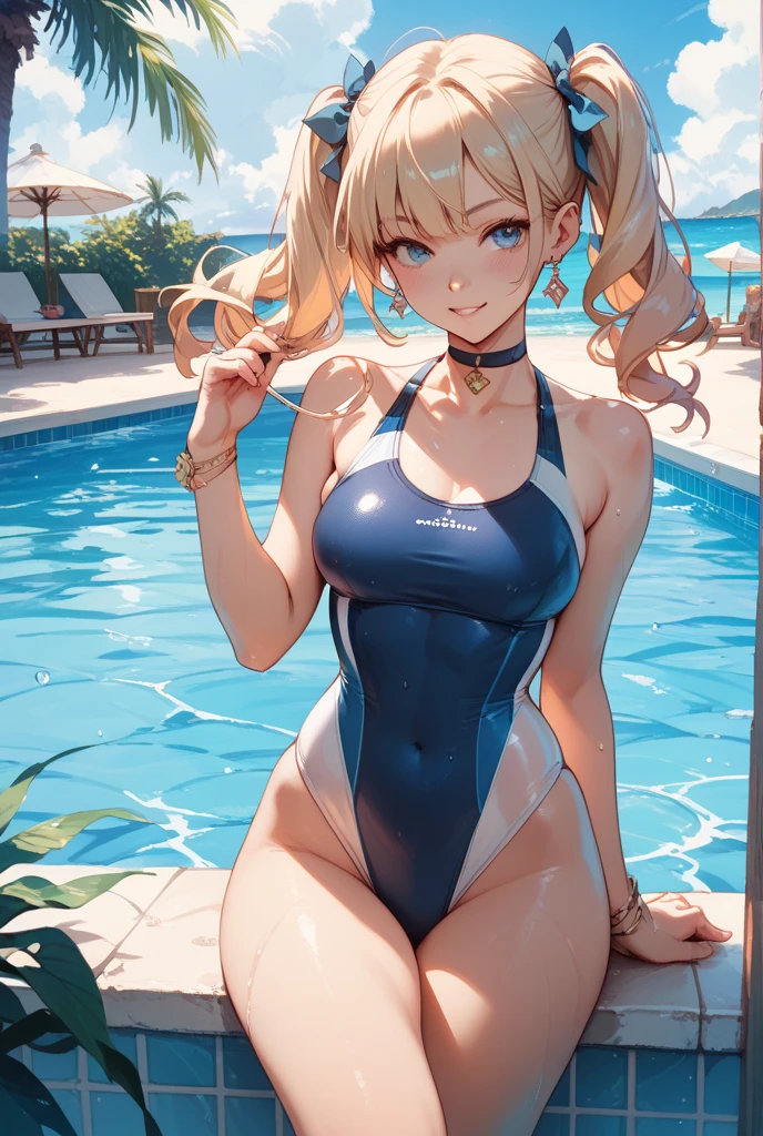 make a girl have sex with three penises in a swimming pool