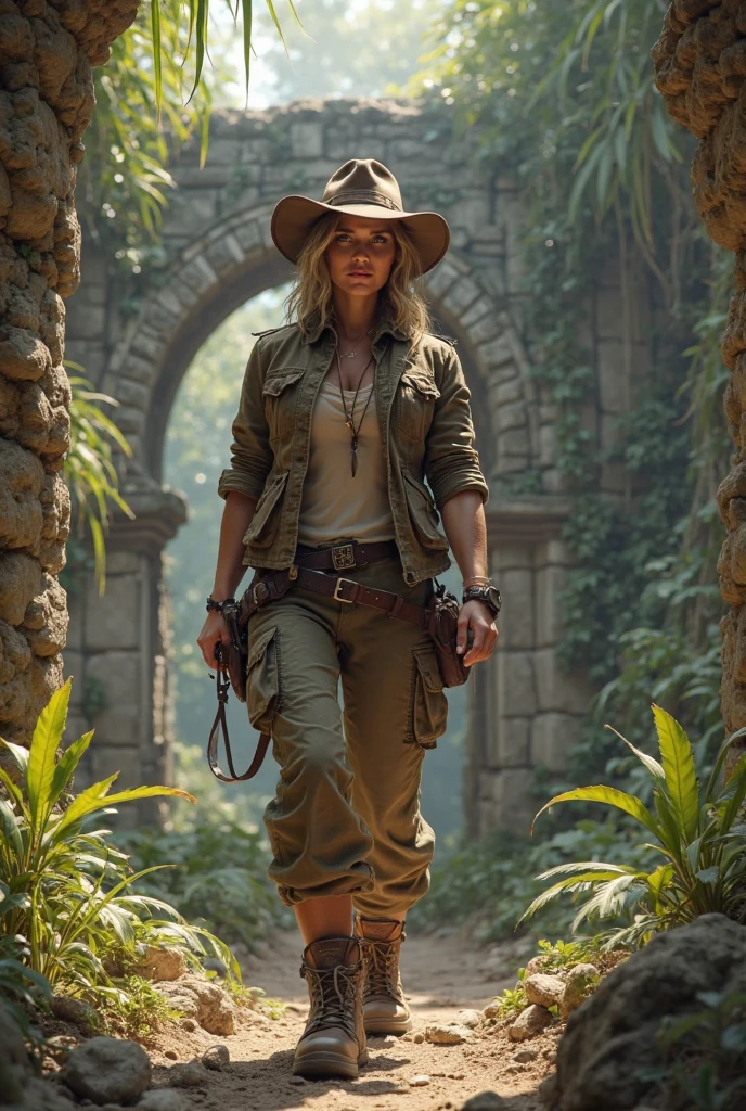 KatjaStudt as a female indiana jones, leather jacket, shirt, pants, woman exploring a cave, torch in hand, dramatic light, light from above, upper body,
cinematic, vibrant, photo realistic, realistic, sharp focus, 8k, highly detailed,
<lora:KatjaStudt:1.0>