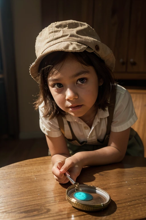Saint-Malo, 1940. A little ((((12-year-old)) Marie-Laure LeBlanc)), freckles, eating a biscuit, ((((clothings from the 1940s)))), ((dark hairstyle of the 1940s))