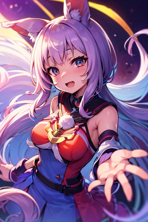 ((highest quality、8K、masterpiece:1.3))、with a girl、red lotus/(Nike, Goddess of victory)/,Has a sword、magazine cover、big breasts、night