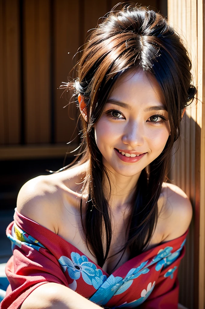 one beautiful women、18year old 、FULL BODYSHOT、Japan kimono、snowscape、NSFW、nudde、A smile