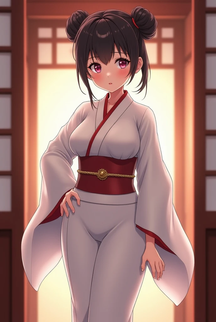 best quality,masterpiece,1girl,solo,(((9years old))),japanese girl,an extremely cute and beautiful girl,highly detailed beautiful face and eyes,petit,cute face,lovely face,baby face,shy smile,show teeth,black hair,medium short hair,flat chest,skinny,slender,(((wearing a wide open white floral hanfu reveiling her nude body, little tits and a very hairy pussy, pair of split-toe socks called tabi, and traditional wooden sandals known as geta,))),(((standing in a Japanese castle))),she is looking at the viewer,