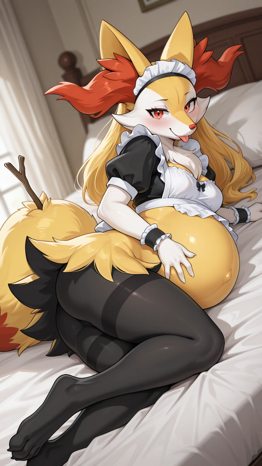 1girl,best quality,best resolution,(fluffy anthro furry :1.6),fox girl, orange hair,medium breasts,pink eyes,glowing eyes, medium hair,wavy hair,messy hair, fox ears,heart collar,grey bracelet, hairpin,looking at viewer,heavy reath,very hot,full face blush,sparkling eyes,glistering eyes, (side view:1.3), (pregnant:1.3), shiny skin, orange skin, :o,sexy dress,black skirt,white stocking, bedroom, sitting in bed (pregnant:1.3),
