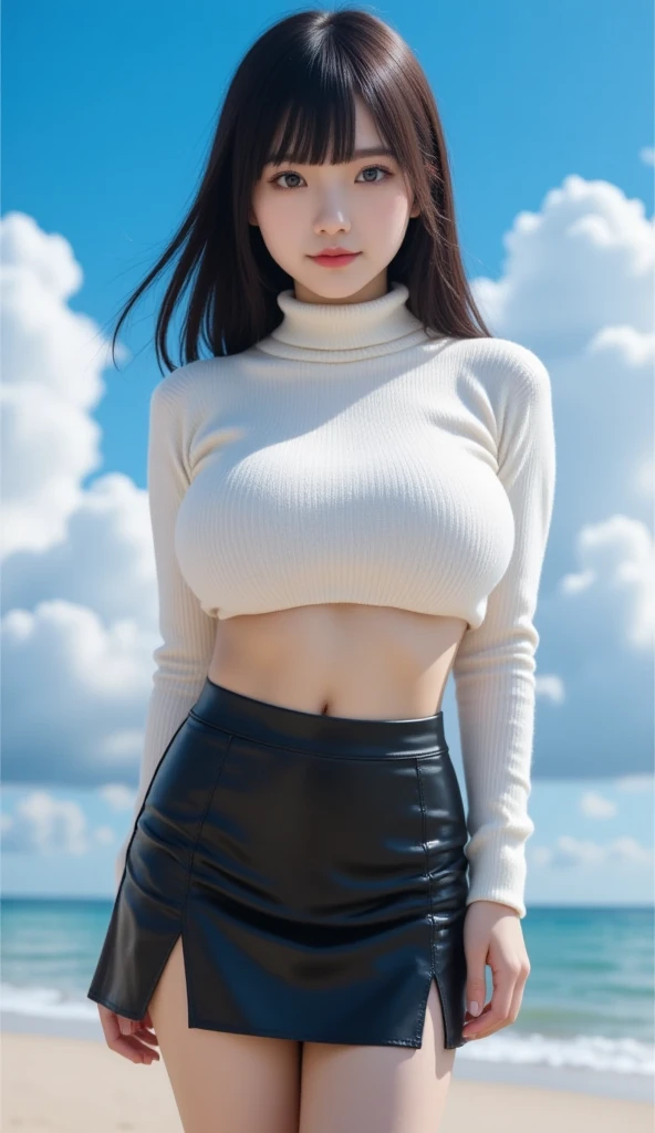 (masterpiece, best quality:1.2), Cowboy shooting, Solitary, 1 Girl, Yarn weaving \(Blue Files\), Looking at the audience, Long hair, Black Hair, Baseball cap, blue eyes, Open clothes, Top of crop, Chest harness, Black pants, Thigh Holster, (sexy, erotic, huge breast, open clothes, slim waist, thick thigh)