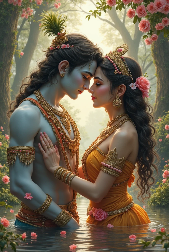 Krishna Radha Ji loving photo