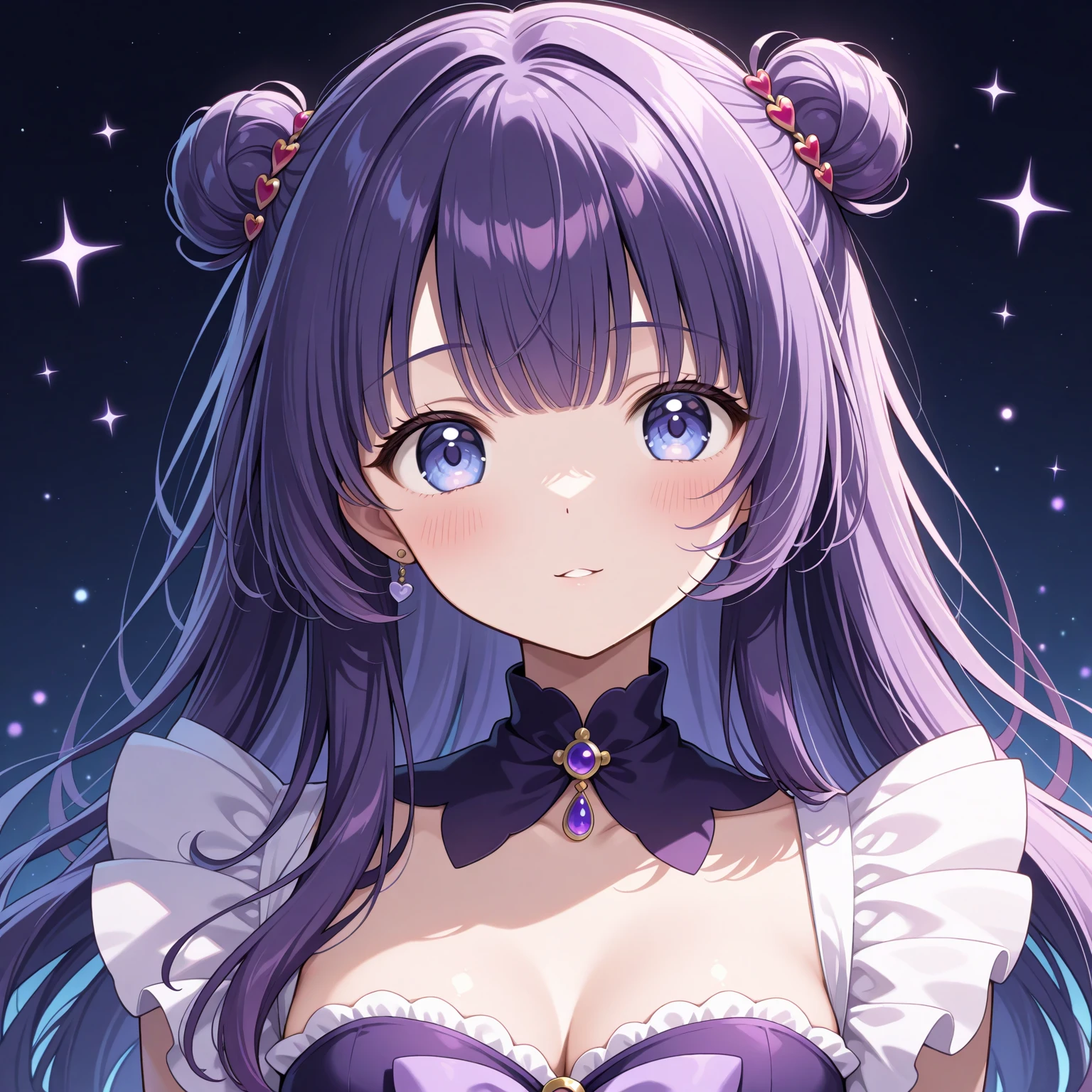 ((best quality:1.5)), ((detailed)), ((masterpiece)), ((detailed face)), (A breathtaking pastel anime-style masterpiece featuring Mona from genshin impact, wearing a galaxy themed frilly swimsuit, dark purple hair stylized in twintails, opalescent eyes, amazing design, star jewelry, cosmic accessories, pearls, constellations, astrology witch, cosmic themed, on the beach at night)